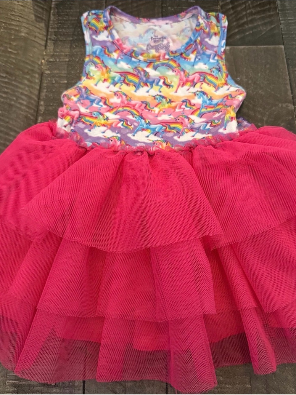 Posh Peanut Lisa Frank Rainbow Unicorn Markie Tulle Dress